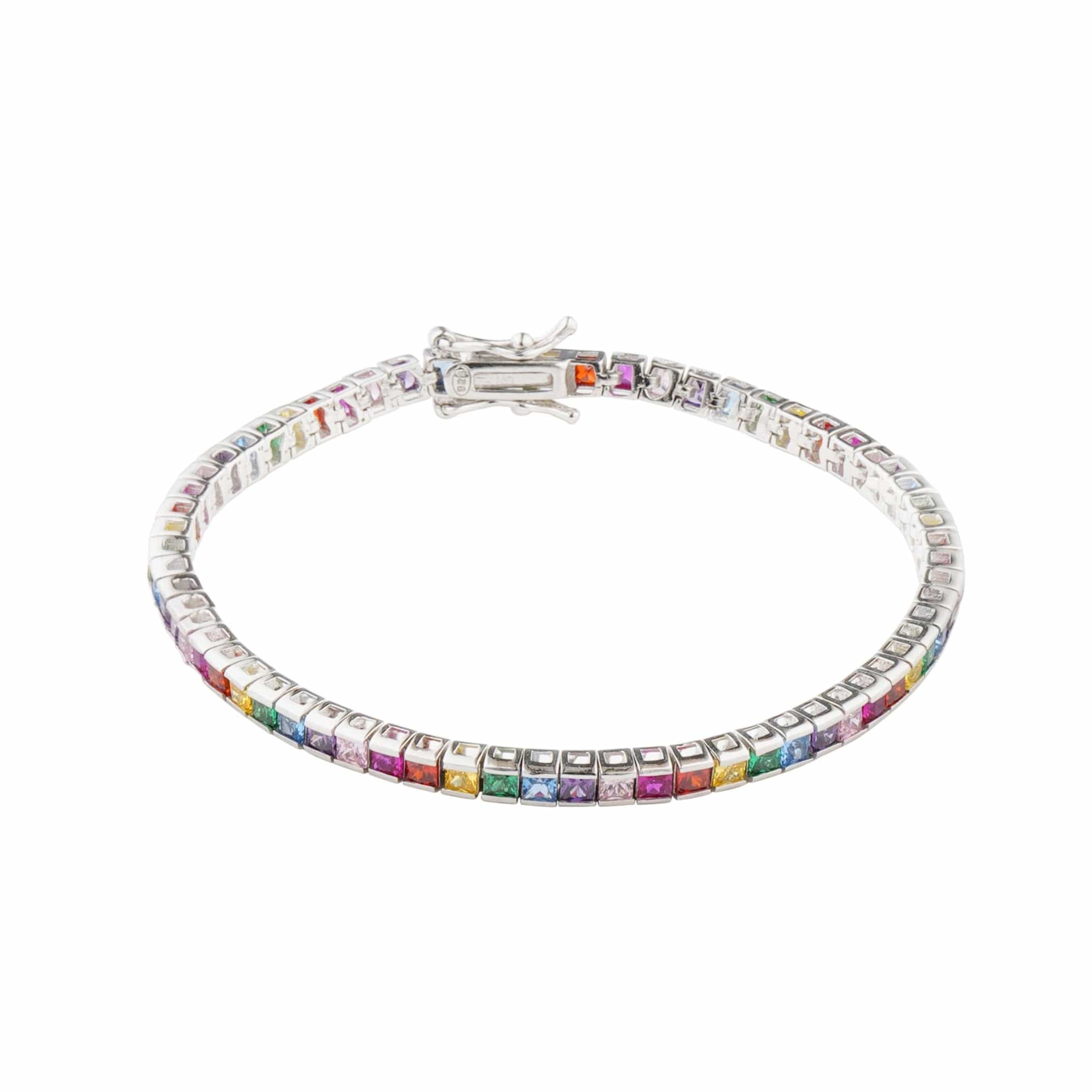 Teesta Braclet 2MM Rainbow Tennis Bracelet: 925 Sterling Silver