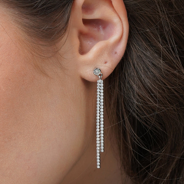 Double Layer Tennis Earrings: 925 Sterling Silver