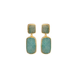 Blue Stone Earrings: 18K Gold Plated