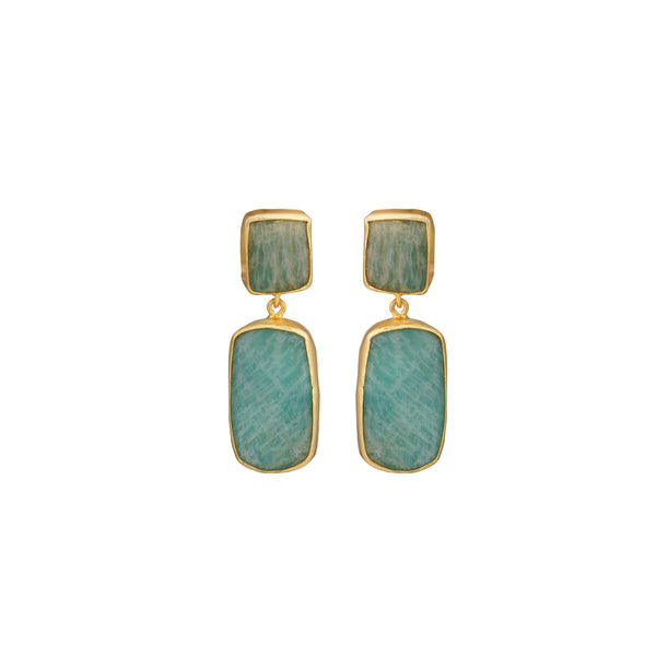 Blue Stone Earrings: 18K Gold Plated