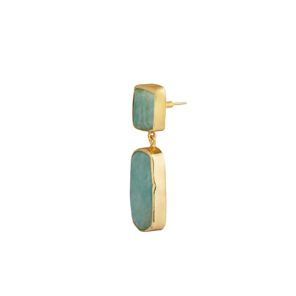Blue Stone Earrings: 18K Gold Plated