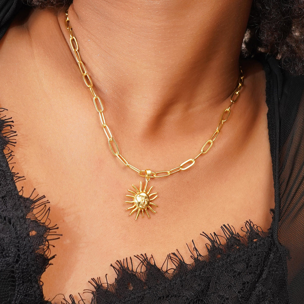 Sun Shape Aesthetic Pendant: 18K Gold Plated