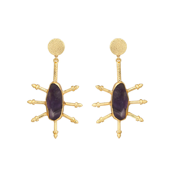 Statement Enough Black Stone Earrings: 18K Gold Plated