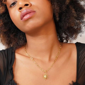 Sun Shape Aesthetic Pendant: 18K Gold Plated