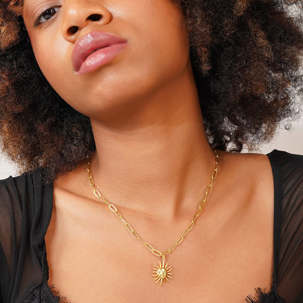 Sun Shape Aesthetic Pendant: 18K Gold Plated
