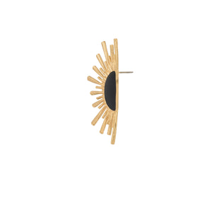 Rising Sun Enamel Black Earrings: 18K Gold Plated