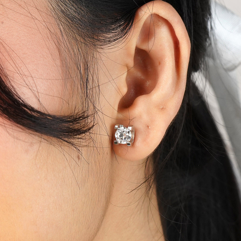Simplistic Elegance Lab Grown Moissanite Solitaire Earring 2.0 Carat