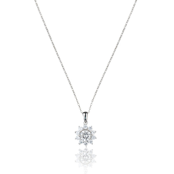 Elegant Daisy Moissanite Solitaire Diamond Necklace 1.0 Carat