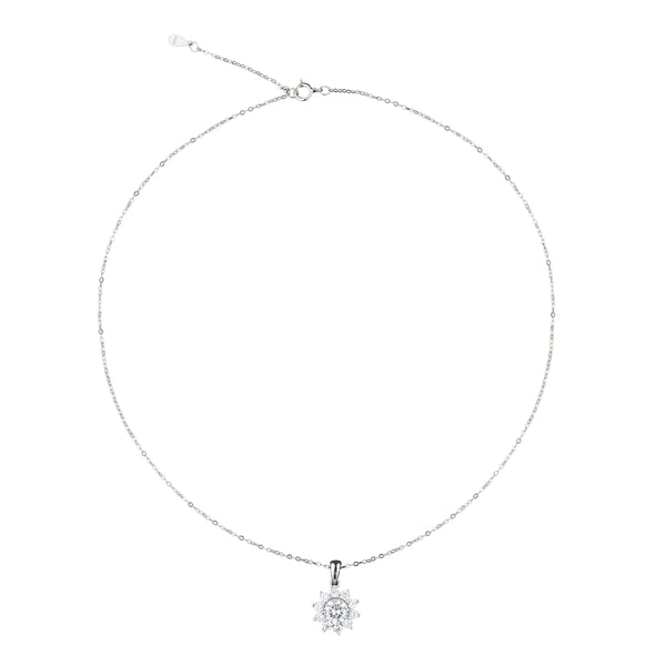 Elegant Daisy Moissanite Solitaire Diamond Necklace 1.0 Carat