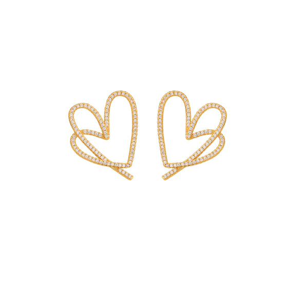Zirconia Cubic Heart Earrings: 18K Gold Plated