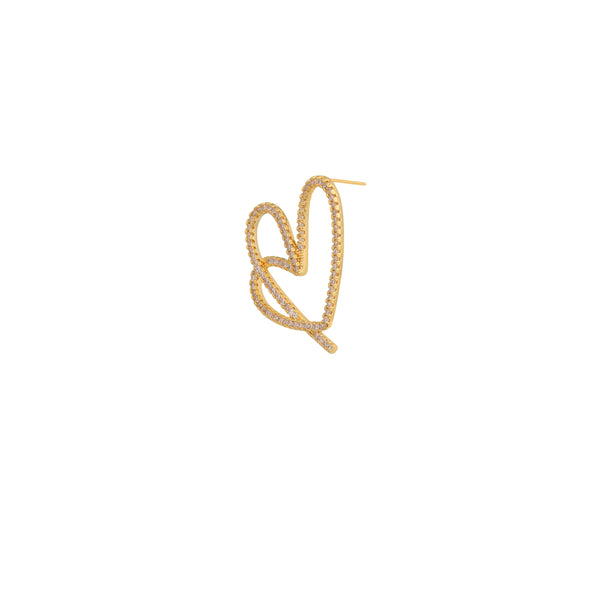 Zirconia Cubic Heart Earrings: 18K Gold Plated