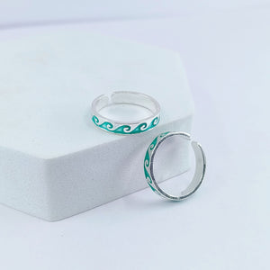 Beach Waves Defined Adjustable Silver Toe Rings: 925 Sterling Silver