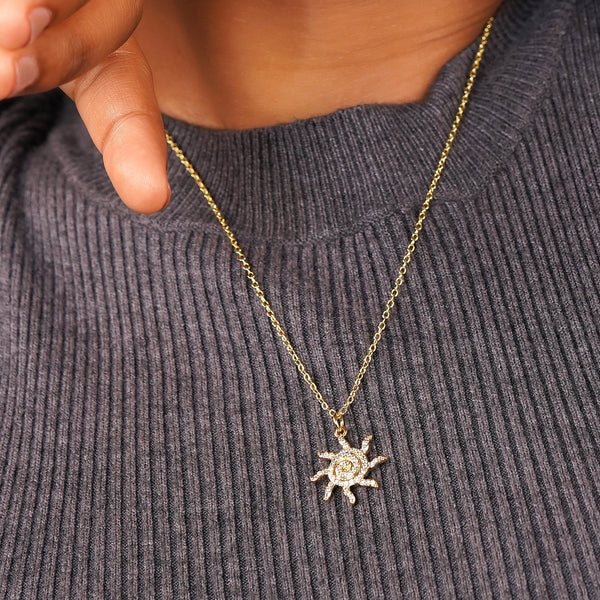 Sun Zirconia Charm Pendant: 18K Gold Plated