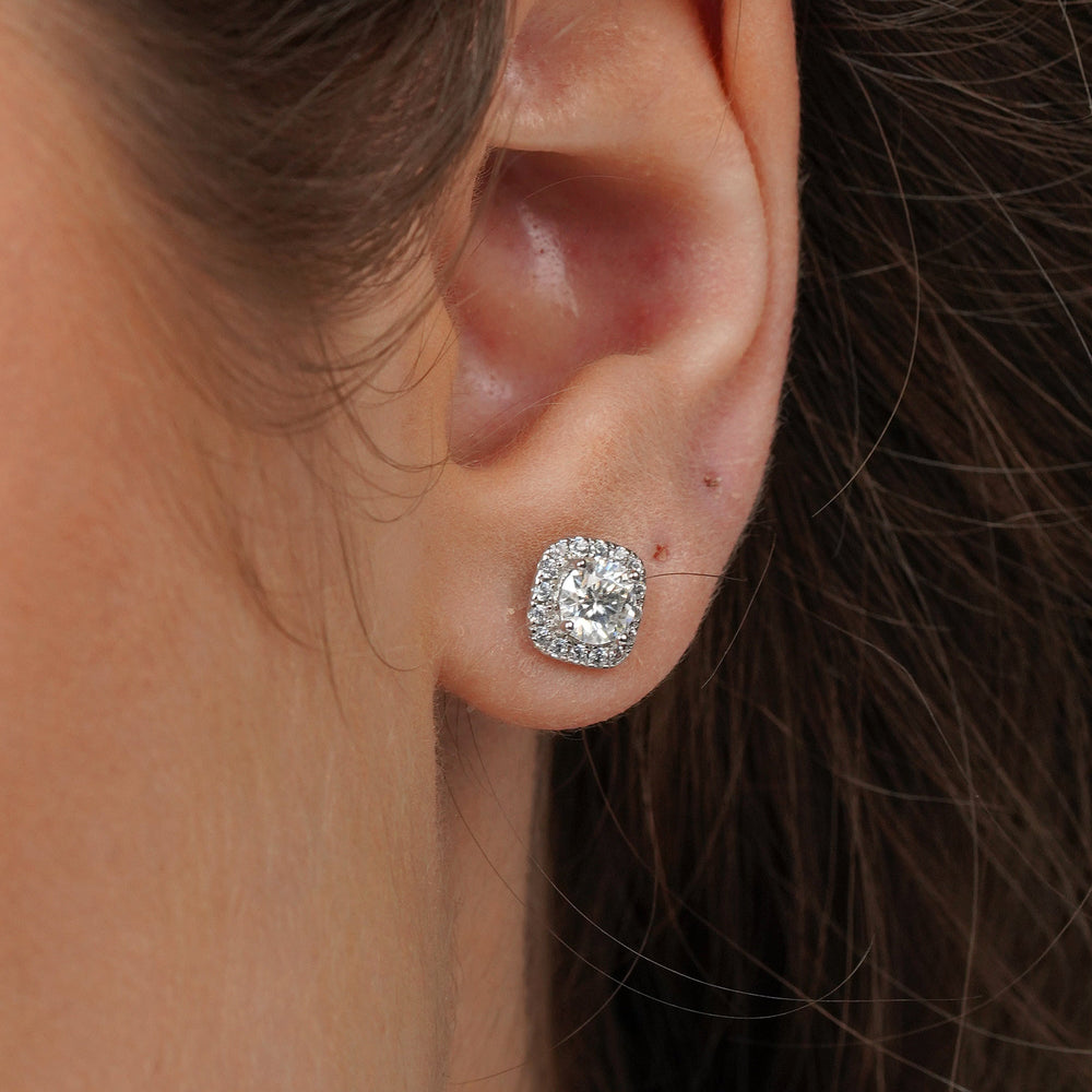 Only For You Moissanite Diamond Solitaire Stud Earrings 1.0 Carat