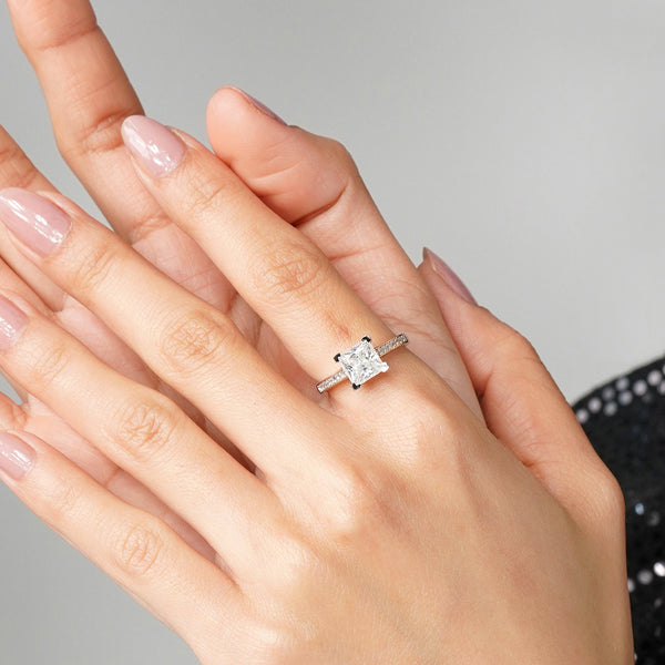 Uniquely Crafted Square Adjustable Lab Grown Moissanite Diamond Ring 2 Carat