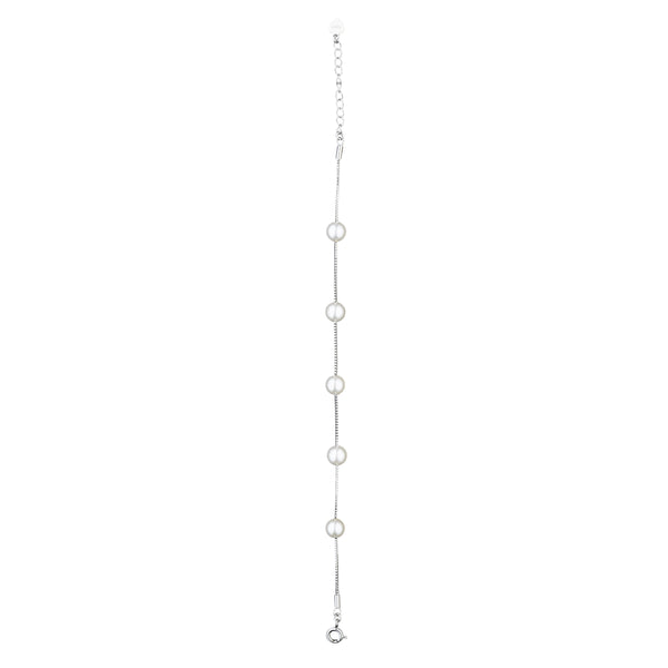 Pearly Silver Bracelet: 925 Sterling Silver