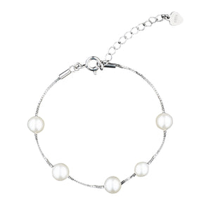 Pearly Silver Bracelet: 925 Sterling Silver