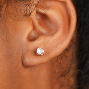 Small Round Cut Stud Earrings: 925 Sterling Silver