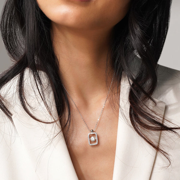 Delicate Rectangle Lab Grown Moissanite Solitaire Necklace 1.0 Carat