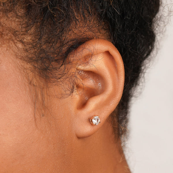 Small Round Cut Stud Earrings: 925 Sterling Silver