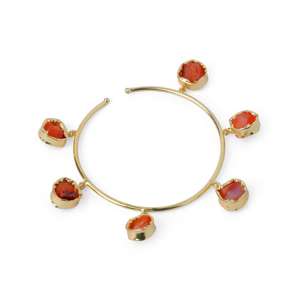 Orange Stone Charm Bracelet: 18K Gold Plated