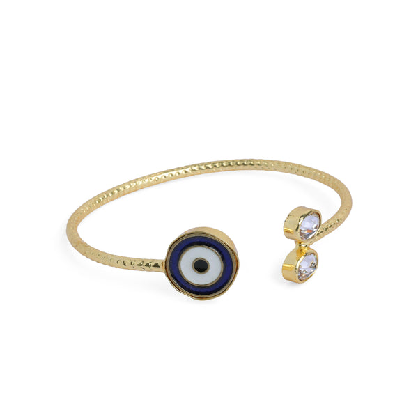 Round Evil Eye Bracelet in Brass: 18K Gold Plated