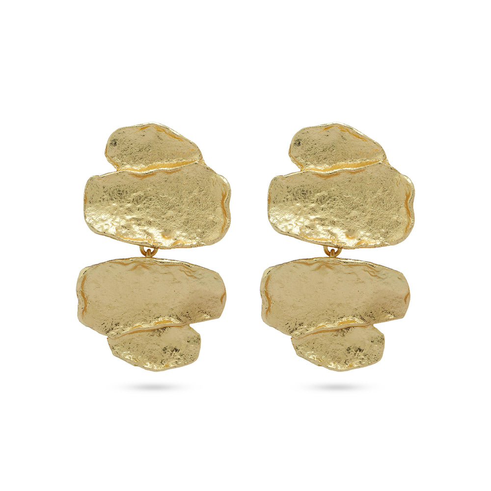 Three Layer Big Hanging Earrings: 18K Gold Plated
