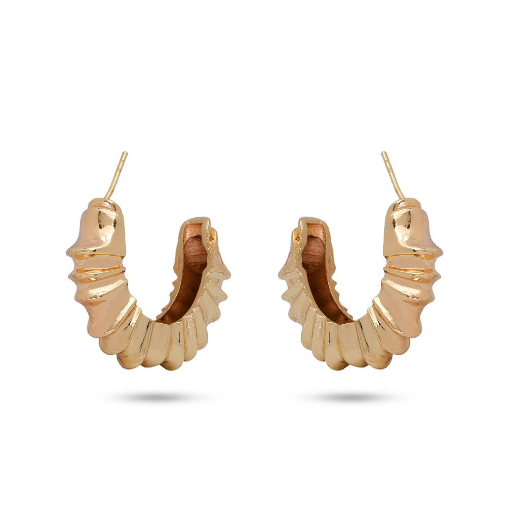 Metal Textured Earrings: 18K Gold Plated