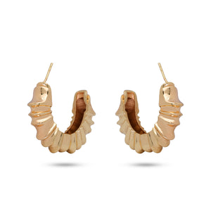 Metal Textured Earrings: 18K Gold Plated