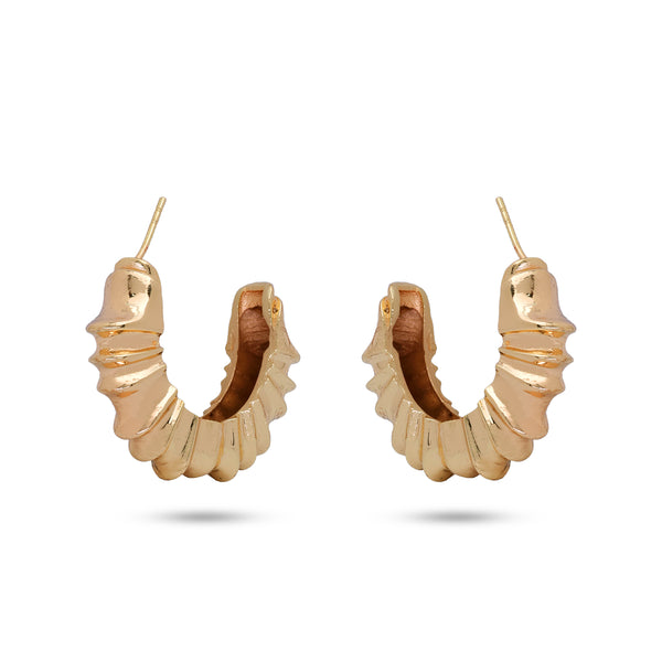 Metal Textured Earrings: 18K Gold Plated