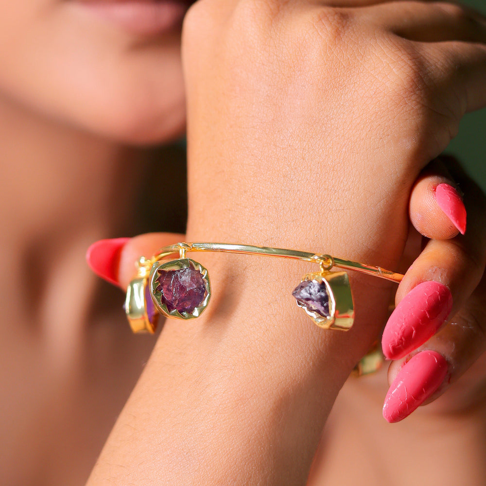 Big Stone Charm Bracelet: 18K Gold Plated