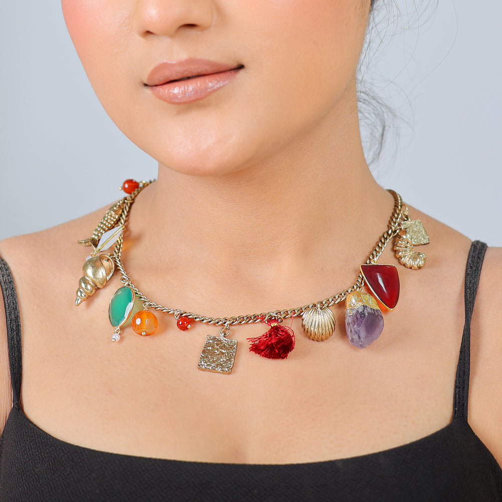 Multi-Charms Natural Stone Necklace