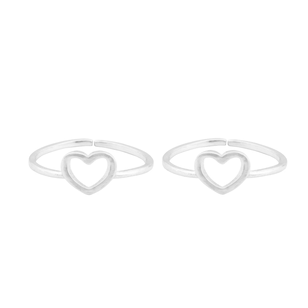 Little Hearts Silver Adjustable Toe Ring: 925 Sterling Silver
