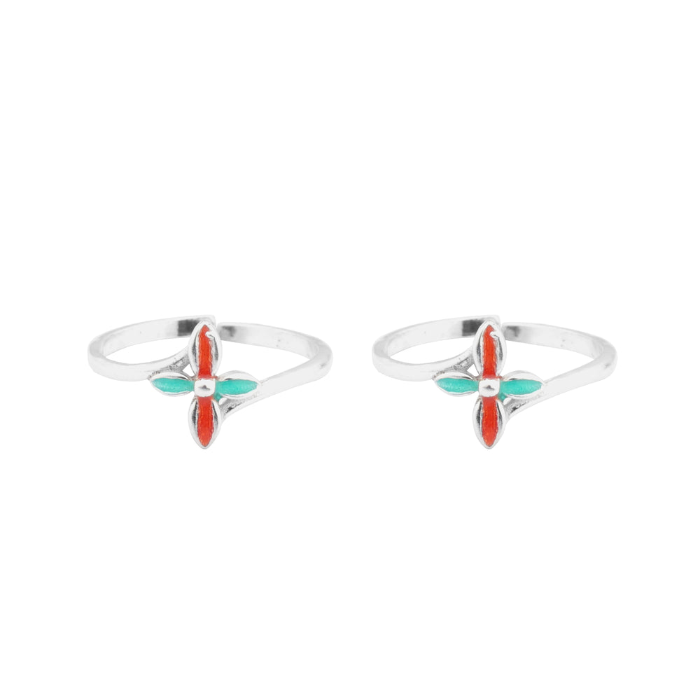 Beauty Defined Flower Adjustable Silver Toe Ring: 925 Sterling Silver