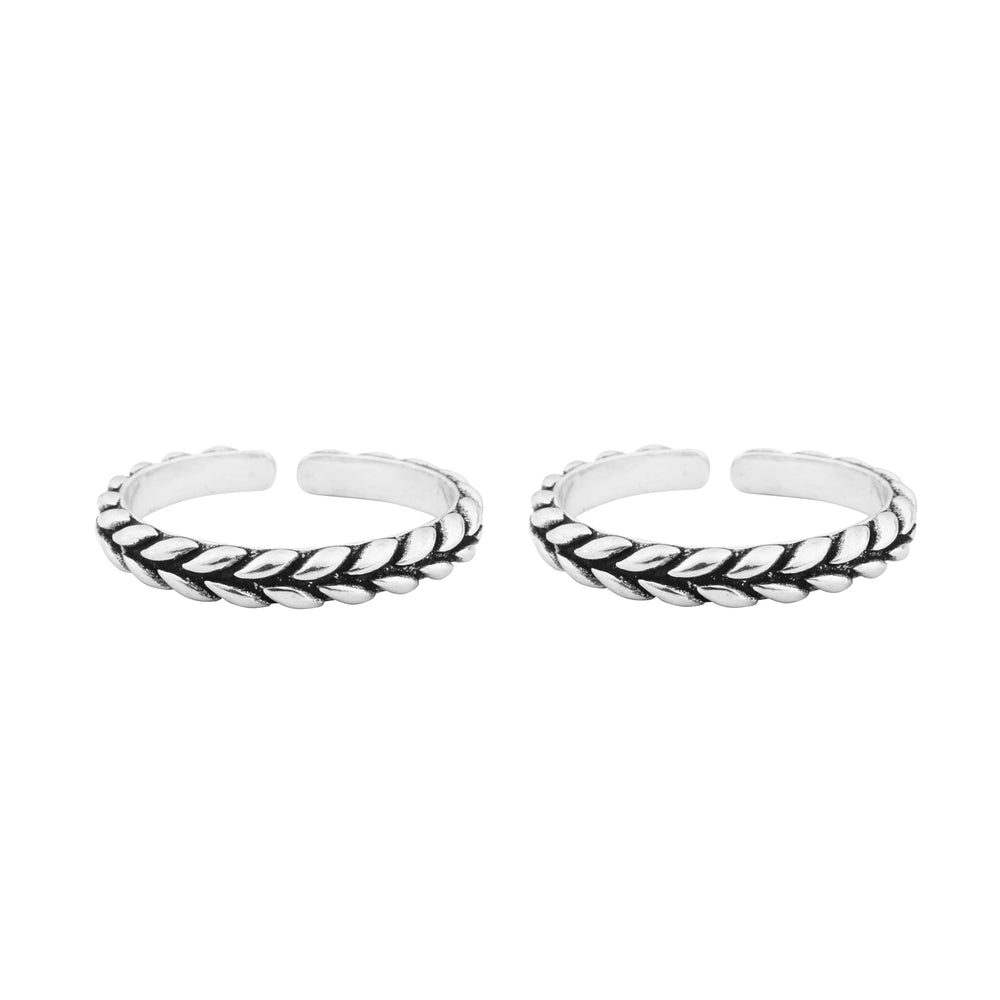 Oxidised Leaf Silver Toe Ring: 925 Sterling Silver