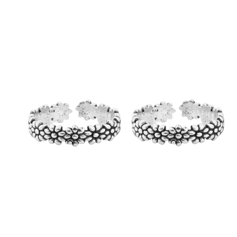 Sunflower Defined Adjustable Silver Toe Ring: 925 Sterling