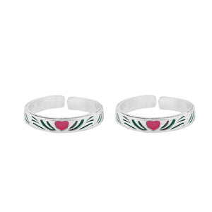 Pink Hearts Adjustable Silver Toe Ring: 925 Sterling Silver