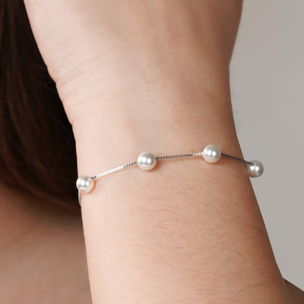 Pearly Silver Bracelet: 925 Sterling Silver