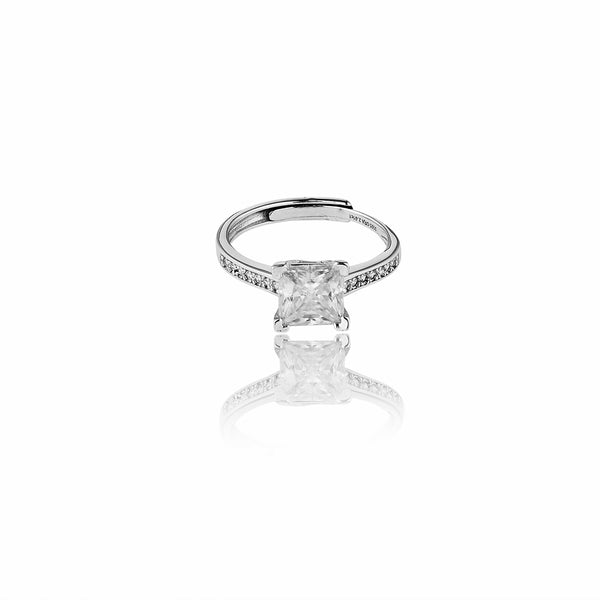 Uniquely Crafted Square Adjustable Lab Grown Moissanite Diamond Ring 2 Carat