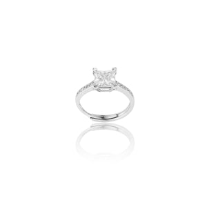 Uniquely Crafted Square Adjustable Lab Grown Moissanite Diamond Ring 2 Carat