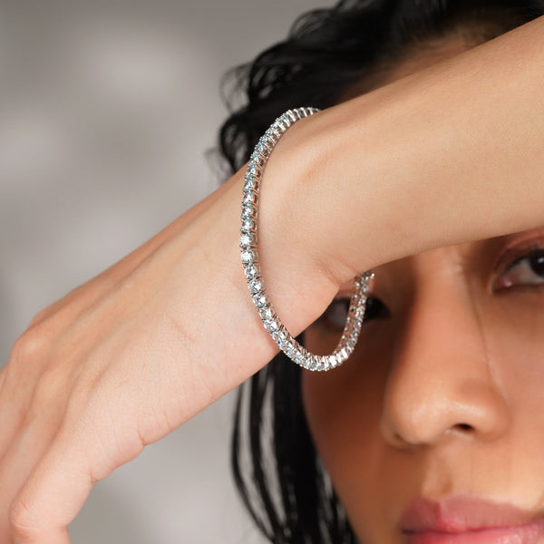 4MM Blush Blue Tennis Bracelet: 925 Sterling Silver