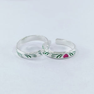 Pink Hearts Adjustable Silver Toe Ring: 925 Sterling Silver