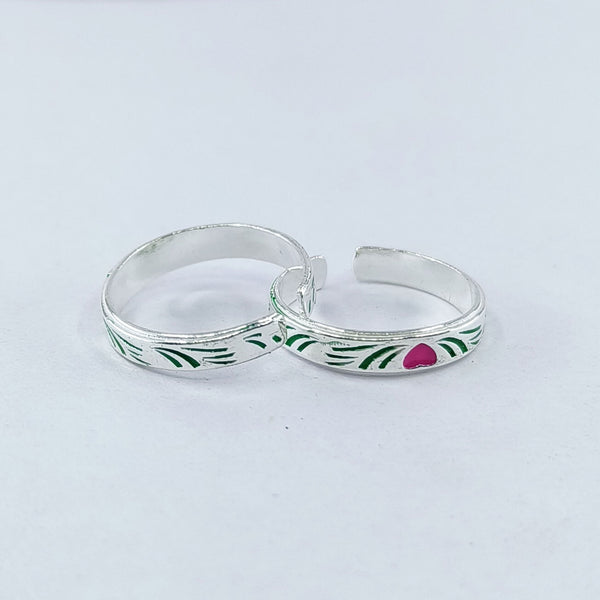 Pink Hearts Adjustable Silver Toe Ring: 925 Sterling Silver