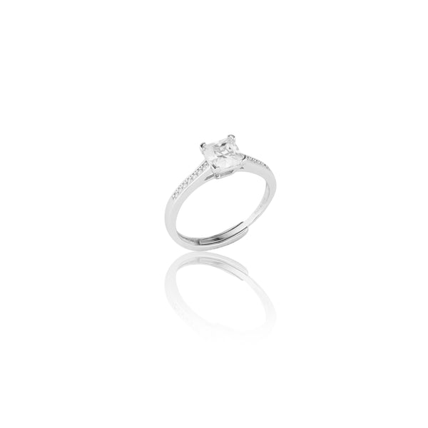 Square Essential Adjustable Lab Grown Moissanite Solitaire Ring 1.0 Carat
