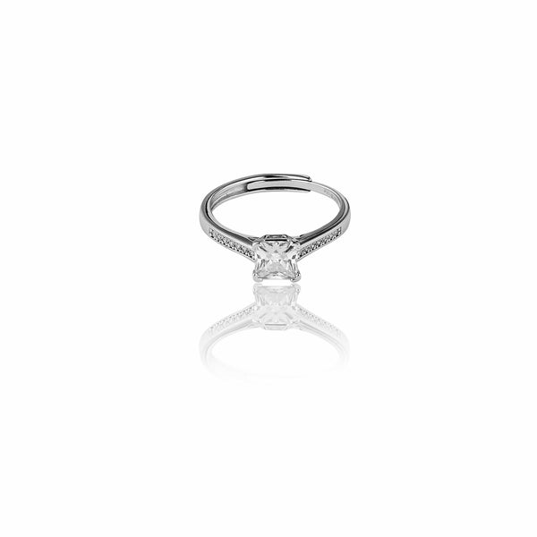 Square Essential Adjustable Lab Grown Moissanite Solitaire Ring 1.0 Carat