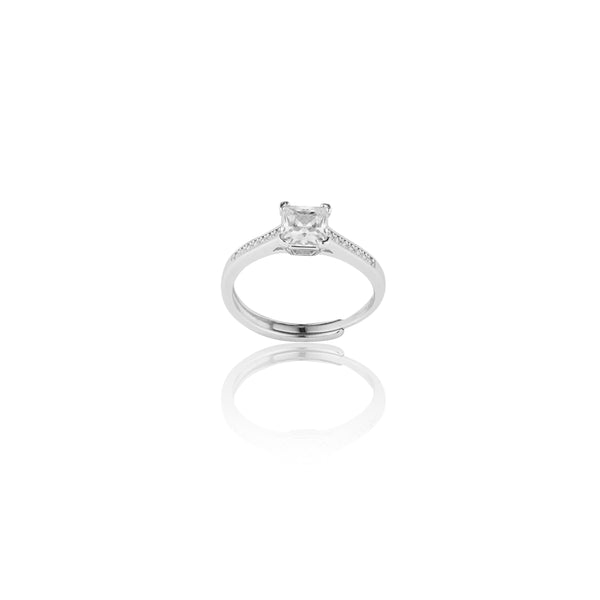 Square Essential Adjustable Lab Grown Moissanite Solitaire Ring 1.0 Carat