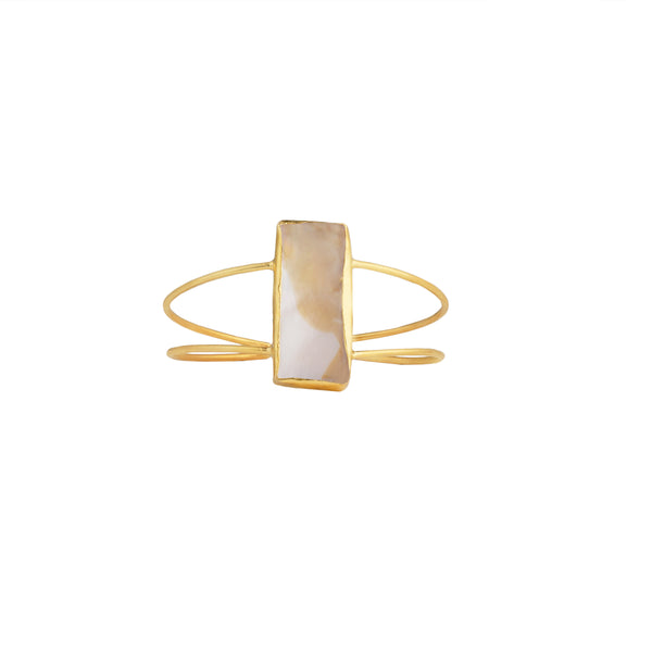 Rectangle Semi Precious Stone Bracelet: 18K Gold Plated