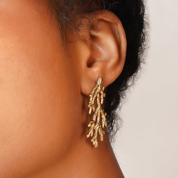 Tree Root Aesthetic Earring: 18K Gold Plated