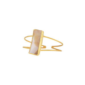 Rectangle Semi Precious Stone Bracelet: 18K Gold Plated