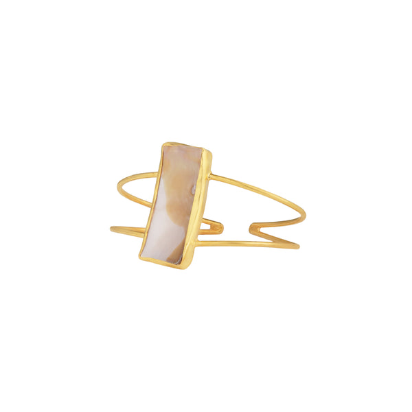 Rectangle Semi Precious Stone Bracelet: 18K Gold Plated
